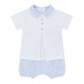 Blues Baby Baby Boy White Top and Pale Blue Short Set
